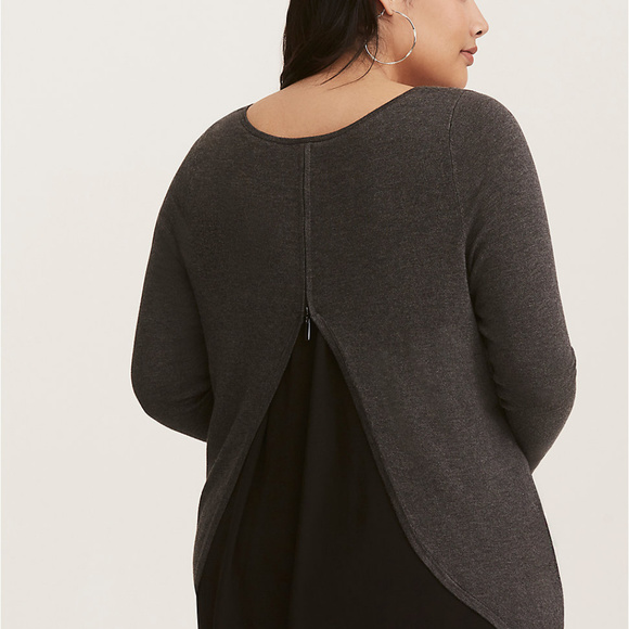 Torrid Sweater Gray Split Back Plus Size 4X - Picture 7 of 8